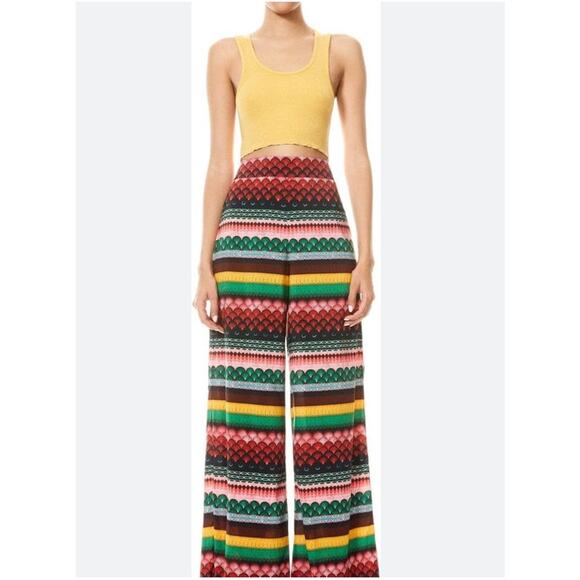 Alice + Olivia Athena Multi-Stripe Geo Wide-Leg Pants Size 10 - Picture 12 of 16